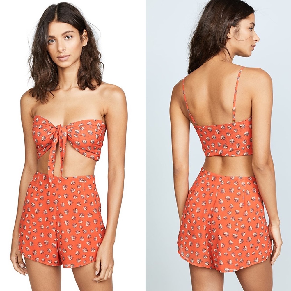 NEW Beach Riot Avery Floral Crop Top & Shorts Set - Picture 3 of 8